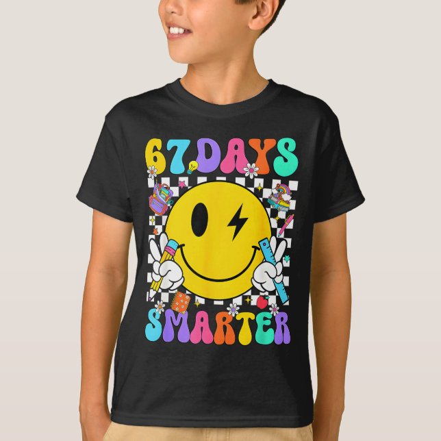Camiseta 67 Days Of School Smile Face 67 Days Smarter Teach (Anverso)
