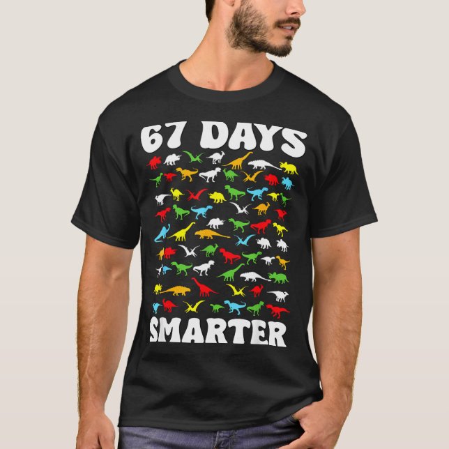 Camiseta 67 Days Smarter Dinosaur Kids 100 Days Of School 6 (Anverso)