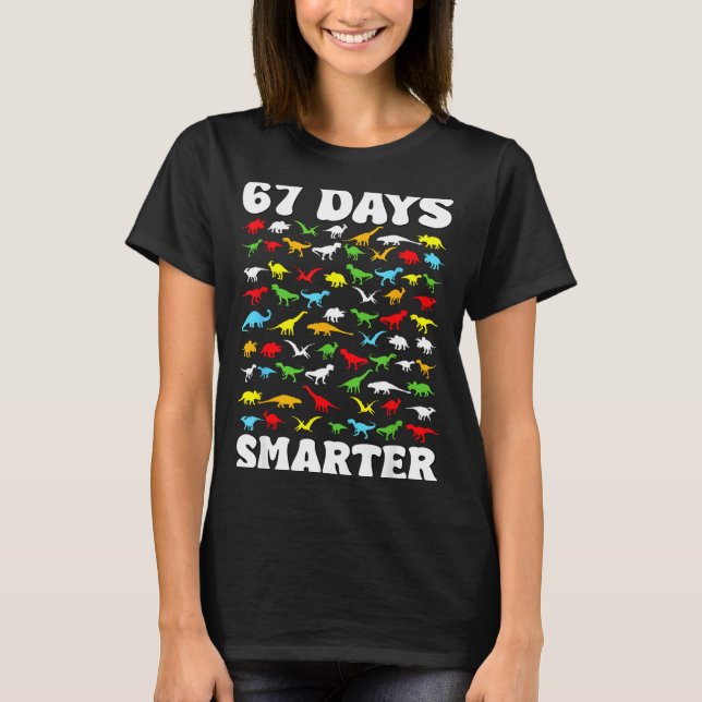 Camiseta 67 Days Smarter Dinosaur Kids 100 Days Of School 6 (Anverso)