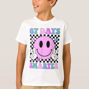 Camiseta 67 Días Más Inteligente Sonrisa Retro Profesor Niñ
