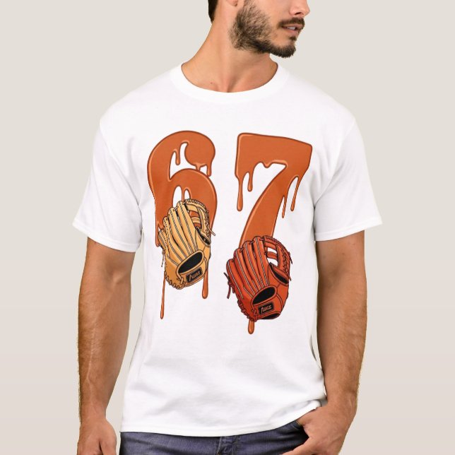 Camiseta 67 Dripping Ice Cream Number Baseball Glove Meme (Anverso)