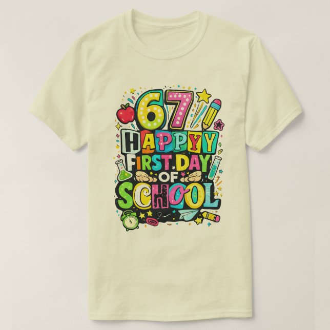 Camiseta 67 Feliz Primer Día de Escuela (Diseño del anverso)