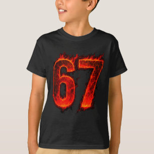 Camiseta 67 Flame Número Sesenta y Siete Meme 67 Niño