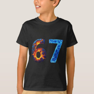 Camiseta 67 Fuego Hielo Número Divertido Seis Siete Meme 6 