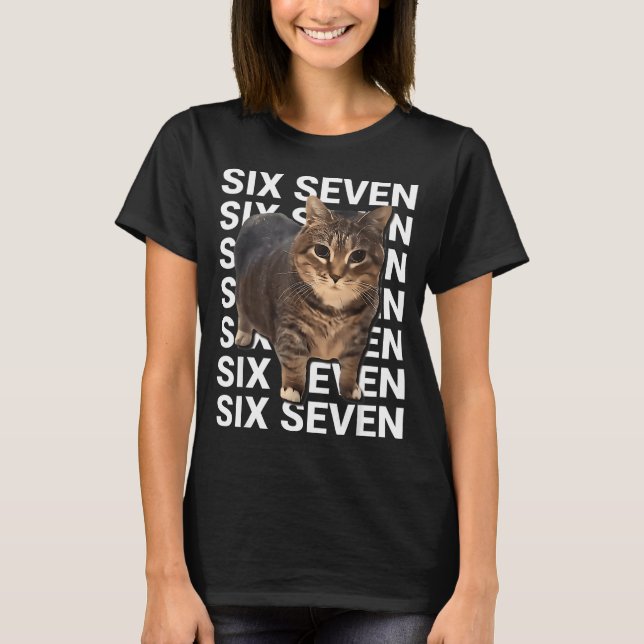 Camiseta 67 Funny Cat Six Seven Meme Gen Z Alpha Humor Anim (Anverso)