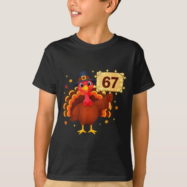 Camiseta 67 Funny Thanksgiving Turkey Meme Six Seven 6 7 Gi (Anverso)