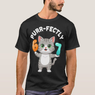 Camiseta 67 Gato Juego de Palabras Seis Siete Meme Gen Alfa
