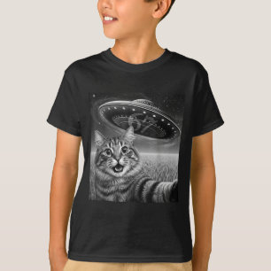 Camiseta 67 Gato Selfie Con Ovnis Alien Divertido Gato Seis