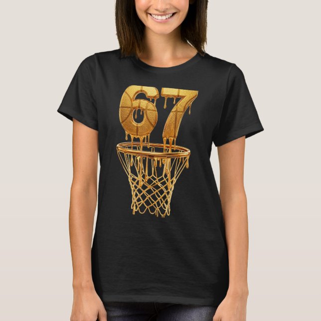 Camiseta 67 Gold Drip Basketball 6 7 Six Seven Meme Gen Alp (Anverso)