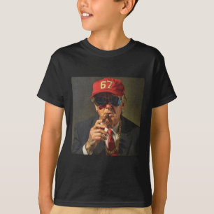 Camiseta 67 Gorra Roja Cadena De Cuello Cigarro Seis S Dona