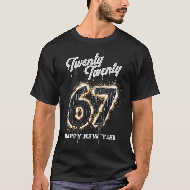 Camiseta 67 Happy New Year's Eve Six Seven Funny 2026 Brain (Anverso)