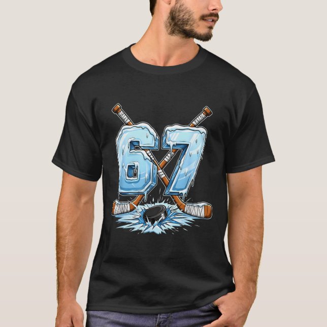 Camiseta 67 Hockey Drip Number Funny Meme Style Boys Graphi (Anverso)