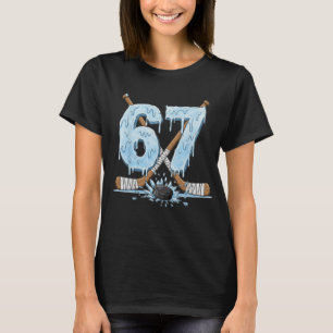 Camiseta 67 Hockey Drip Número Estilo de Meme Divertido Chi