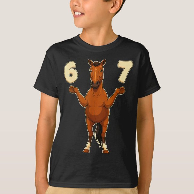 Camiseta 67 Horse Funny Gen Alpha Slang Kids Teens Number T (Anverso)