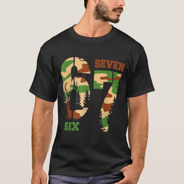 Camiseta 67 Hunting Camo Six Seven 6 7 Meme Camouflage 67 M (Anverso)