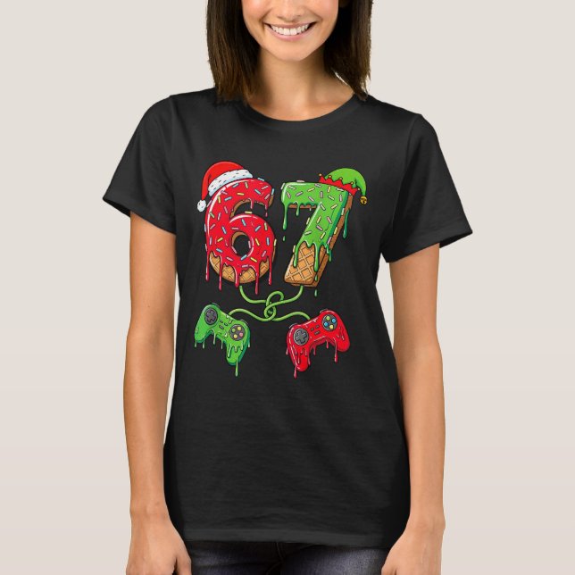 Camiseta 67 Ice Cream Drip Gamer Six Seven Meme Christmas K (Anverso)