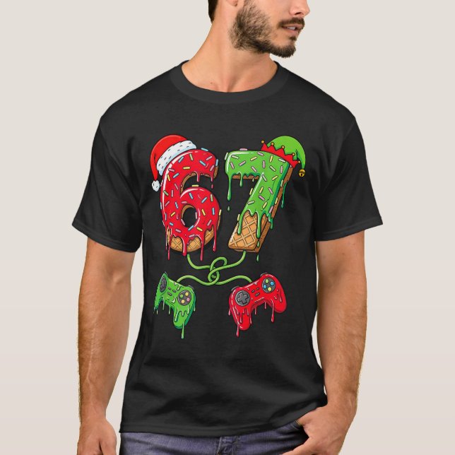 Camiseta 67 Ice Cream Drip Gamer Six Seven Meme Christmas K (Anverso)