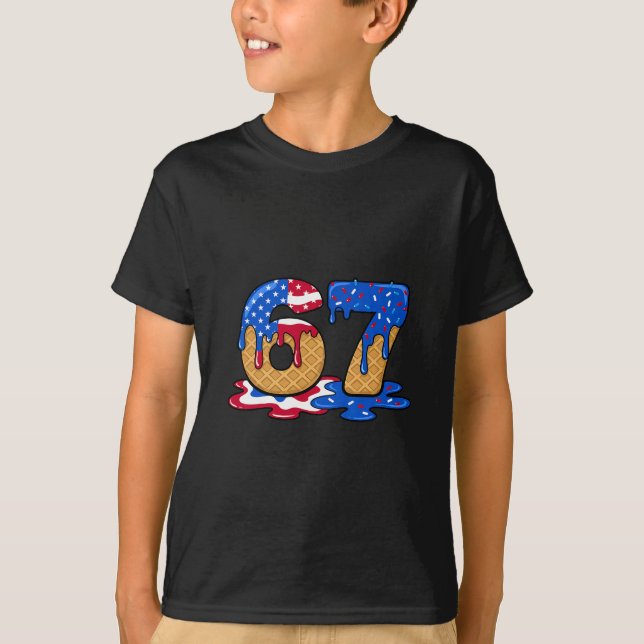 Camiseta 67 Ice Cream Drip Meme Funny Six Seven Gen Alpha S (Anverso)