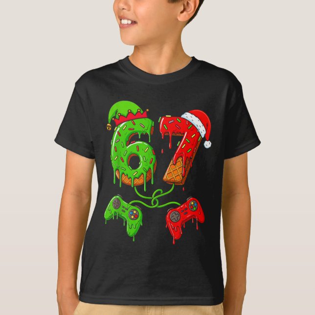 Camiseta 67 Ice Cream Drip Meme Gamer Six Seven Christmas B (Anverso)