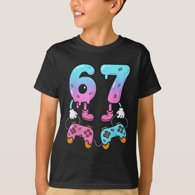 Camiseta 67 Ice Cream Drip Meme Gamer Six Seven Gen Alpha  (Anverso)