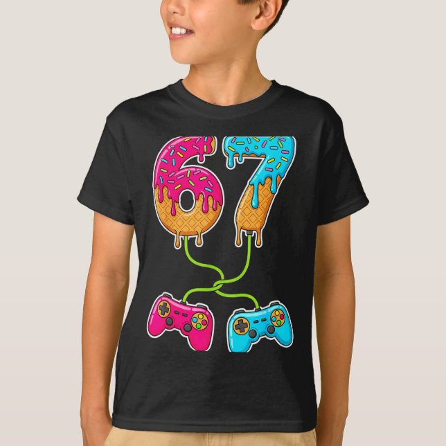 Camiseta 67 Ice Cream Drip Meme Gamer Six Seven Gen Alpha S (Anverso)