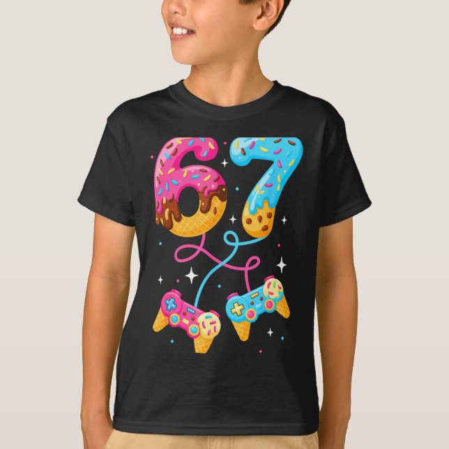 Camiseta 67 Ice Cream Drip Meme Gamer Six Seven Gen Alpha S (Anverso)