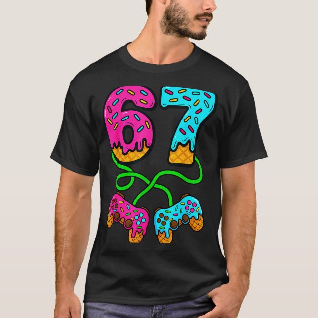 Camiseta 67 Ice Cream Drip Meme Gamer Six Seven Gen Alpha S (Anverso)