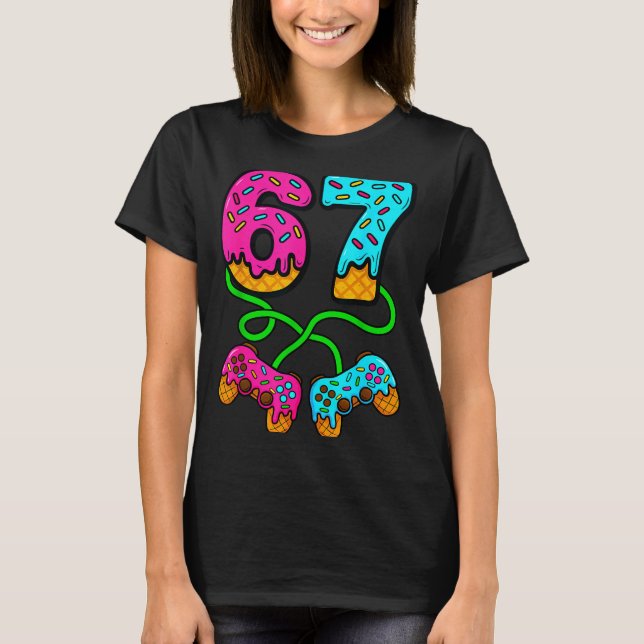 Camiseta 67 Ice Cream Drip Meme Gamer Six Seven Gen Alpha S (Anverso)