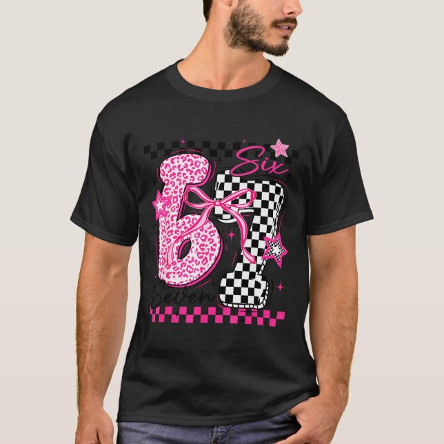 Camiseta 67 Leopard Checkered Funny Six Seven Meme 6-7 Teac (Anverso)