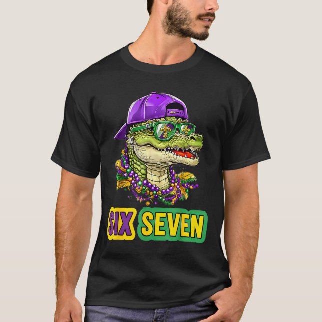 Camiseta 67 Mardigator Alligator Mardi Gras Six Seven Funny (Anverso)