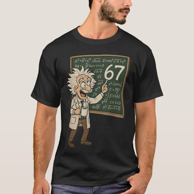 Camiseta 67 Math Meme Funny Professor Genius Chalkboard  (Anverso)