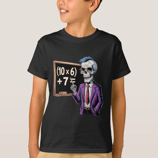 Camiseta 67 Math Teacher Meme Brainrot Six Seven Halloween  (Anverso)