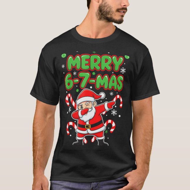 Camiseta 67 Meme Alpha Gen Slang Merry 6-7-mas Santa Christ (Anverso)