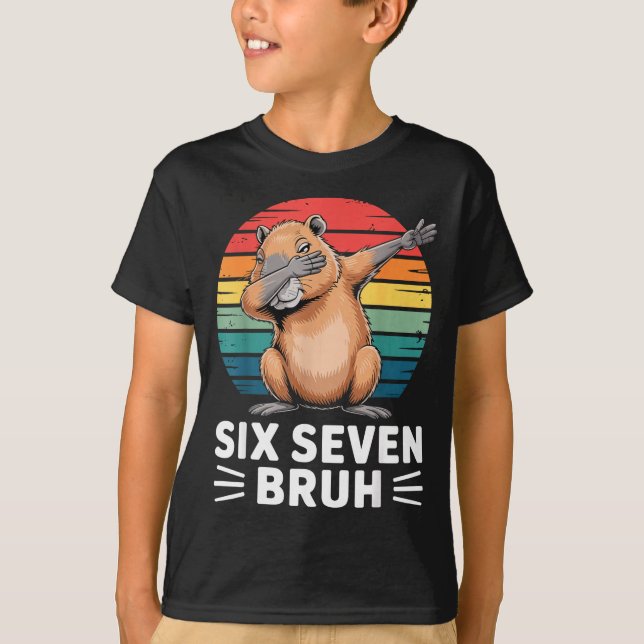 Camiseta 67 Meme Capybara Funny Six Seven Bruh Humor For Ki (Anverso)