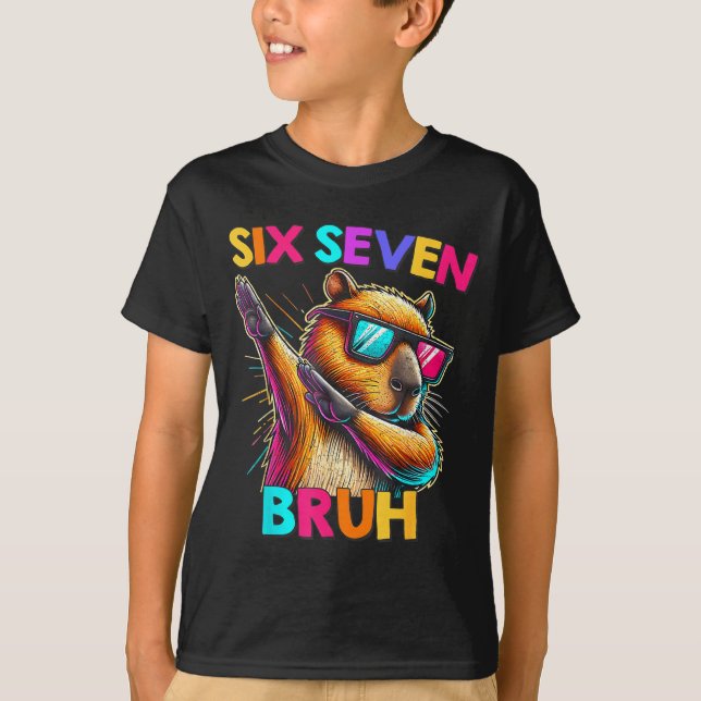Camiseta 67 Meme Capybara Six Seven Bruh Capybara Kids Boys (Anverso)