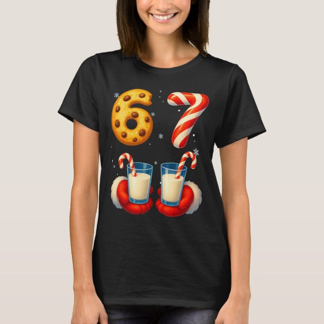Camiseta 67 Meme Christmas Cookie Candy Cane Funny Six Seve (Anverso)