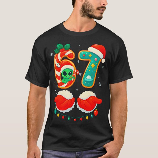 Camiseta 67 Meme Christmas Funny Alien Santa Six Seven Xmas (Anverso)