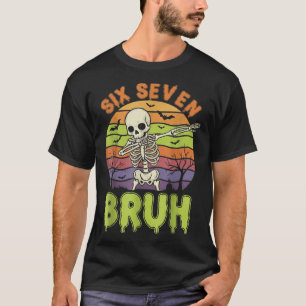 Camiseta 67 Meme de Halloween 6 7 Esqueleto Seis Siete Núme