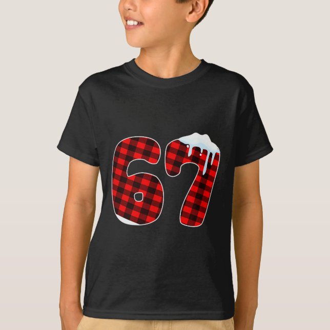 Camiseta 67 Meme de Navidad 6 7 Números Seis Siete Navidad  (Anverso)
