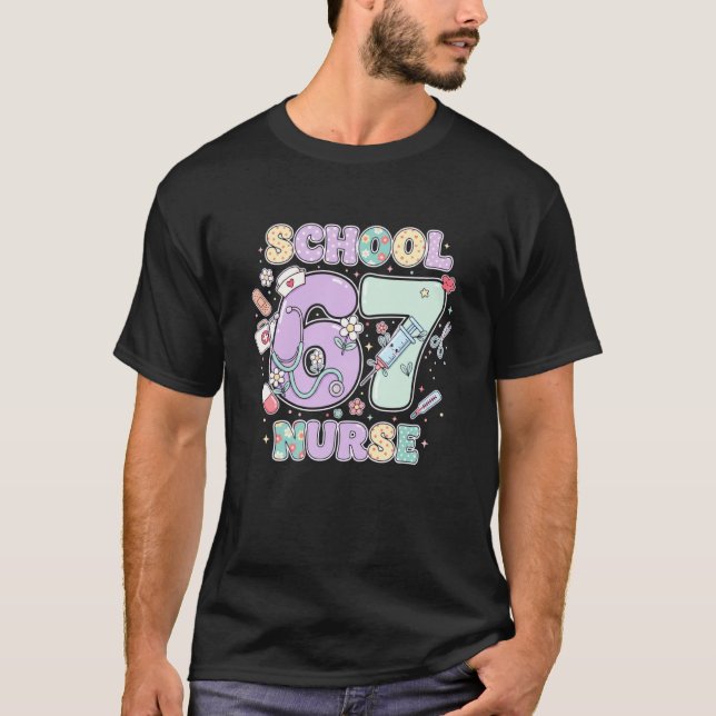 Camiseta 67 Meme Funny School Nurse Six Seven Meme Boys Gir (Anverso)