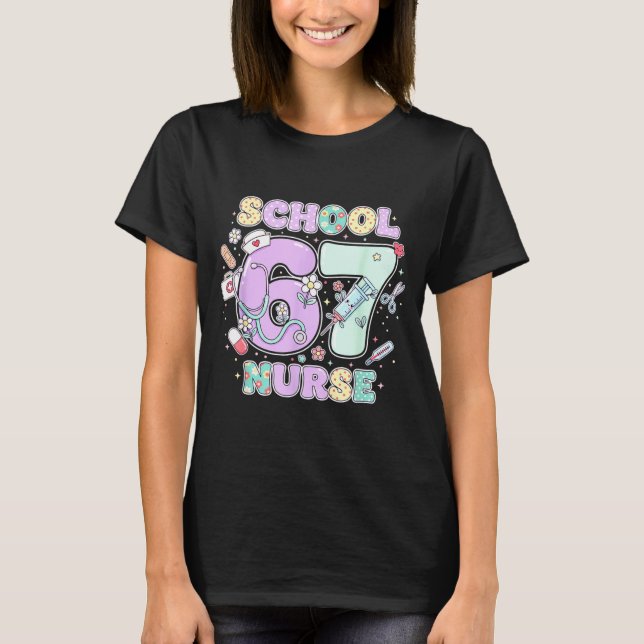 Camiseta 67 Meme Funny School Nurse Six Seven Meme Boys Gir (Anverso)