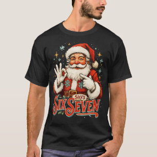 Camiseta 67 Meme Humor 6-7 Divertido Santa Dice Navidad 67 
