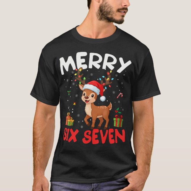Camiseta 67 Meme Merry Six Seven Reindeer Funny Christmas W (Anverso)