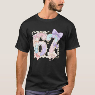 Camiseta 67 Meme Pastel Coquettes Bow Funny Kawaii 6 7 Numb