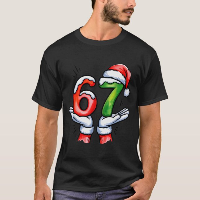 Camiseta 67 Meme Santa Claus Hand Funny Six Seven Christmas (Anverso)