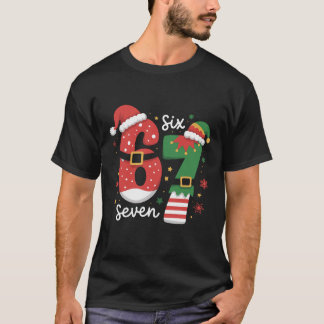 Camiseta 67 Meme Seis Siete Elfo Gorro de Navidad de Santa