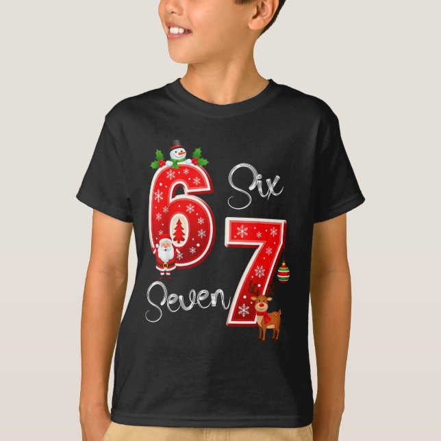 Camiseta 67 Meme Six Seven Christmas Pajamas For Women Men  (Anverso)