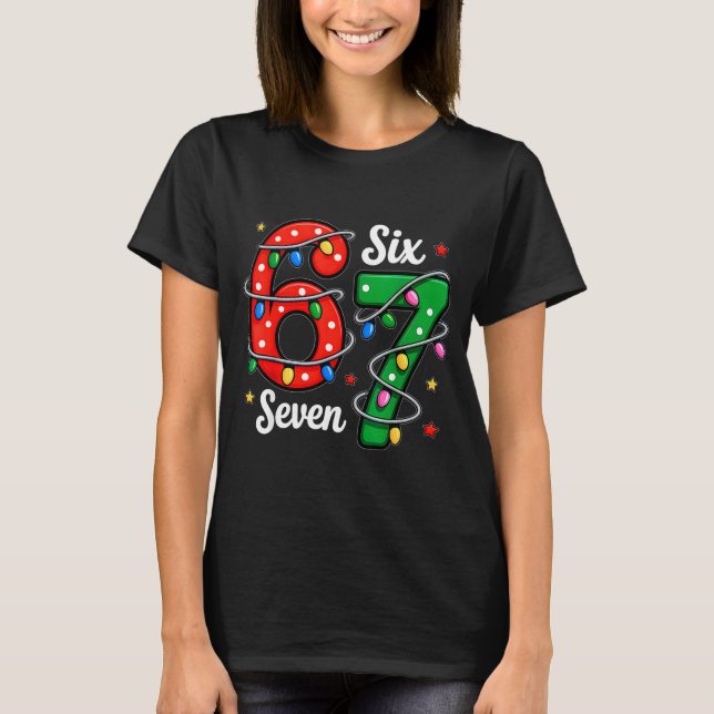 Camiseta 67 Meme Six Seven Funny Christmas Pajamas Boys Gir (Anverso)