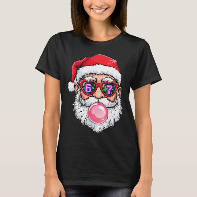 Camiseta 67 Meme Six Seven Number 6-7 6 7 Funny Santa Xmas  (Anverso)