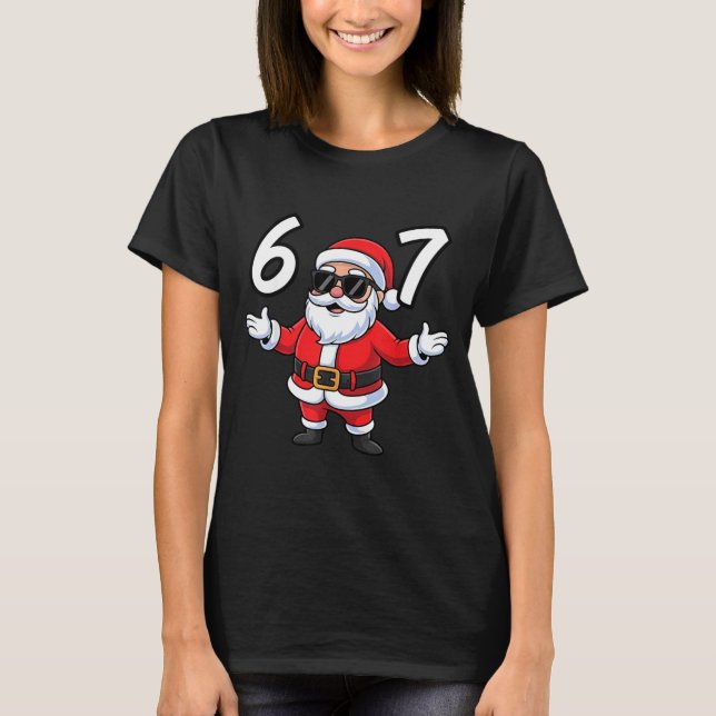 Camiseta 67 Meme Six Seven Number 6 7 Santa Xmas Christmas  (Anverso)
